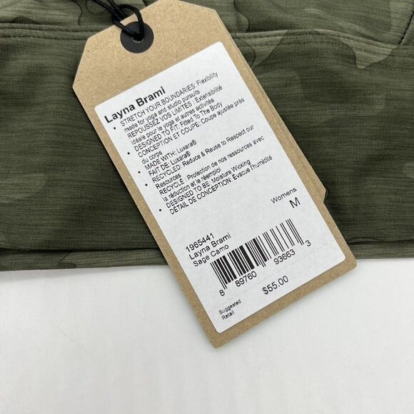 Prana Layna Brami Sage Camo Bra Bralette Size Medium NWT - Picture 2 of 5